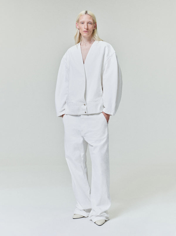 Womens Cotton Twill Relaxed Lapelless Jacket