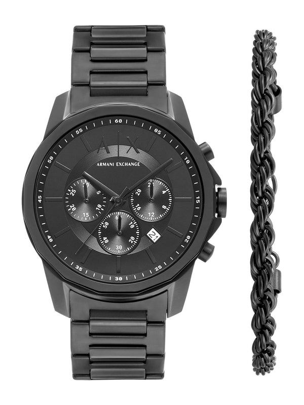 Armani Exchange Men Chronograph Analogue Watch with Bracelet Gift Set
