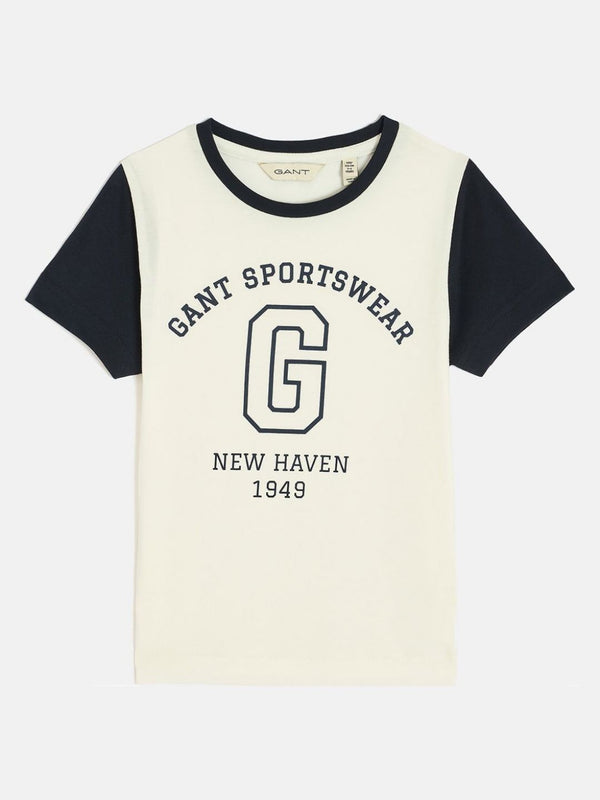 GANT Boys Typography Printed Round Neck Cotton T-shirt