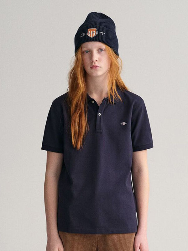 GANT Boys Blue Solid Regular Fit Shield T-Shirt