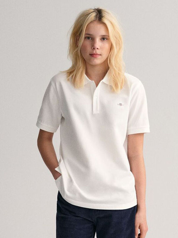 GANT Unisex Kids Solid Polo Collar Pique Cotton T-shirt