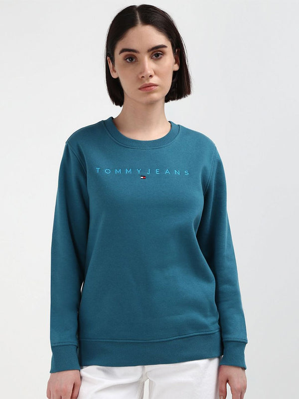 Tommy Hilfiger Women Embroidered Solid Round Neck Cotton Sweatshirt
