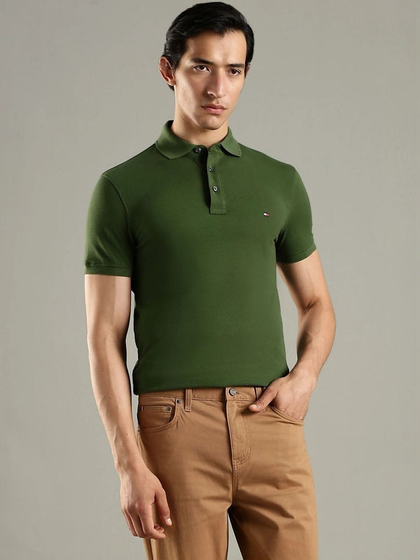 Tommy Hilfiger Men Brand Logo Polo Collar Slim Fit T-shirt
