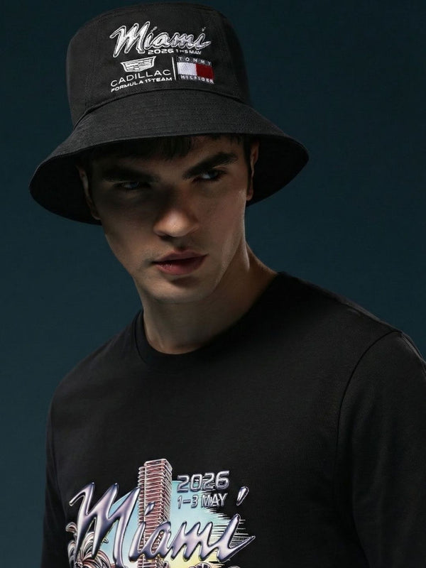 Tommy Hilfiger Men Black Embroidered Bucket Hat