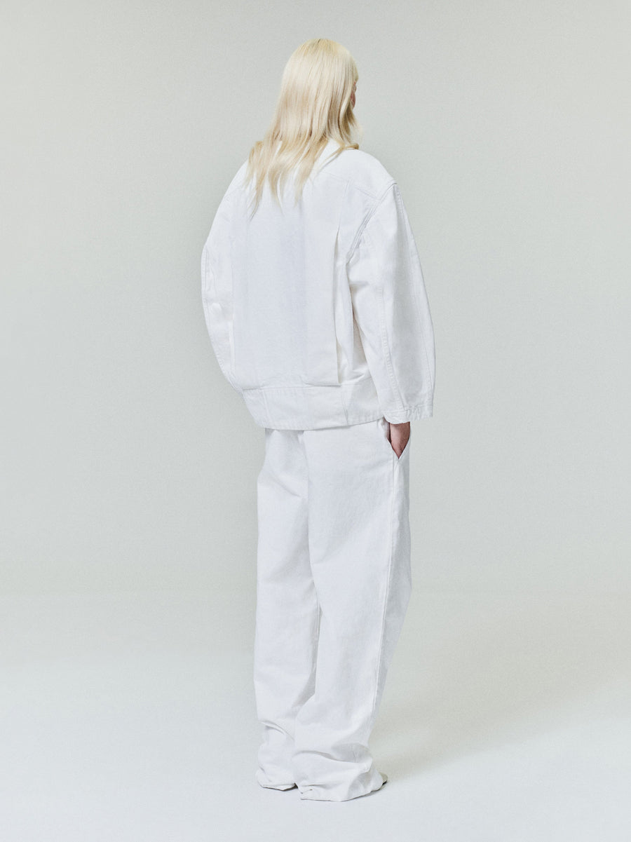 Womens Cotton Twill Relaxed Lapelless Jacket