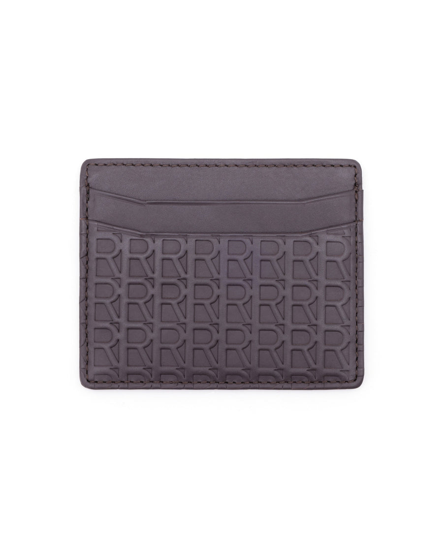 Rare Rabbit Mens Tella Brown Slim Rfid Monogram Print Credit Card Holder