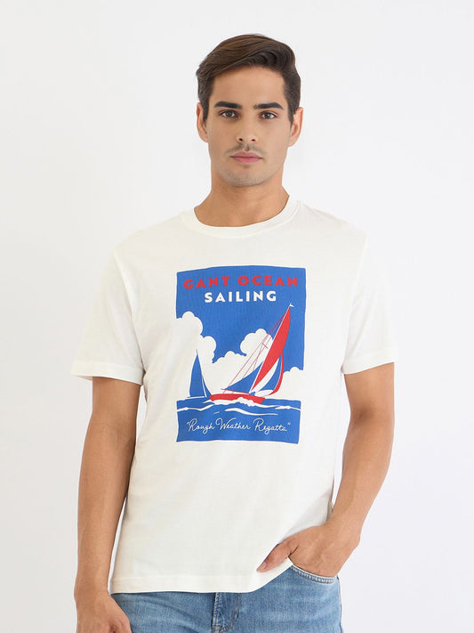 GANT Men Typography Printed Organic Cotton Applique T-shirt