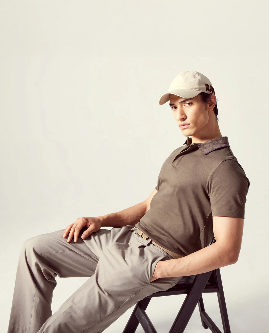 Rare Rabbit Men's Drix Olive Cotton Plain Regular Fit Half Sleeve Polo