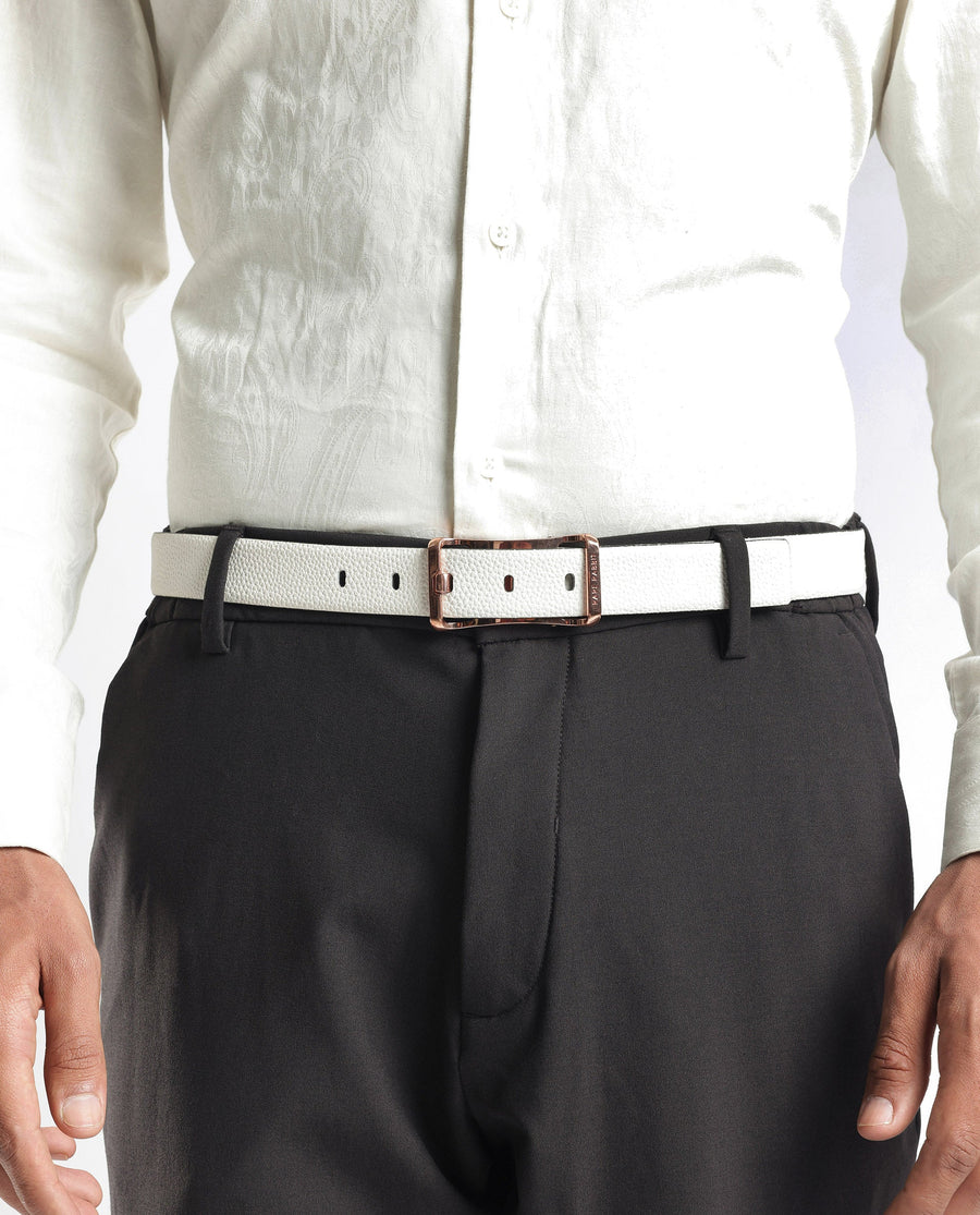 Rare Rabbit Men's Barton White Belt Leather