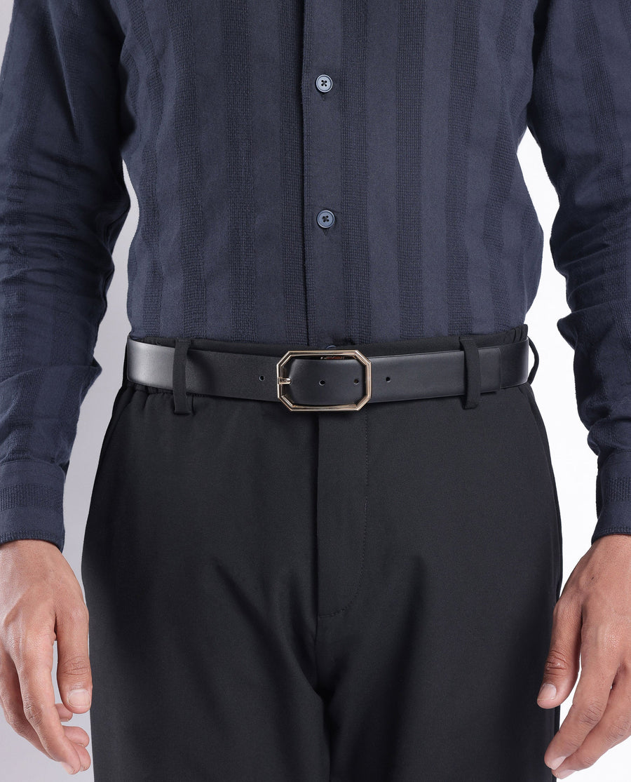 Rare Rabbit Men's Lionor Black Belt Leather