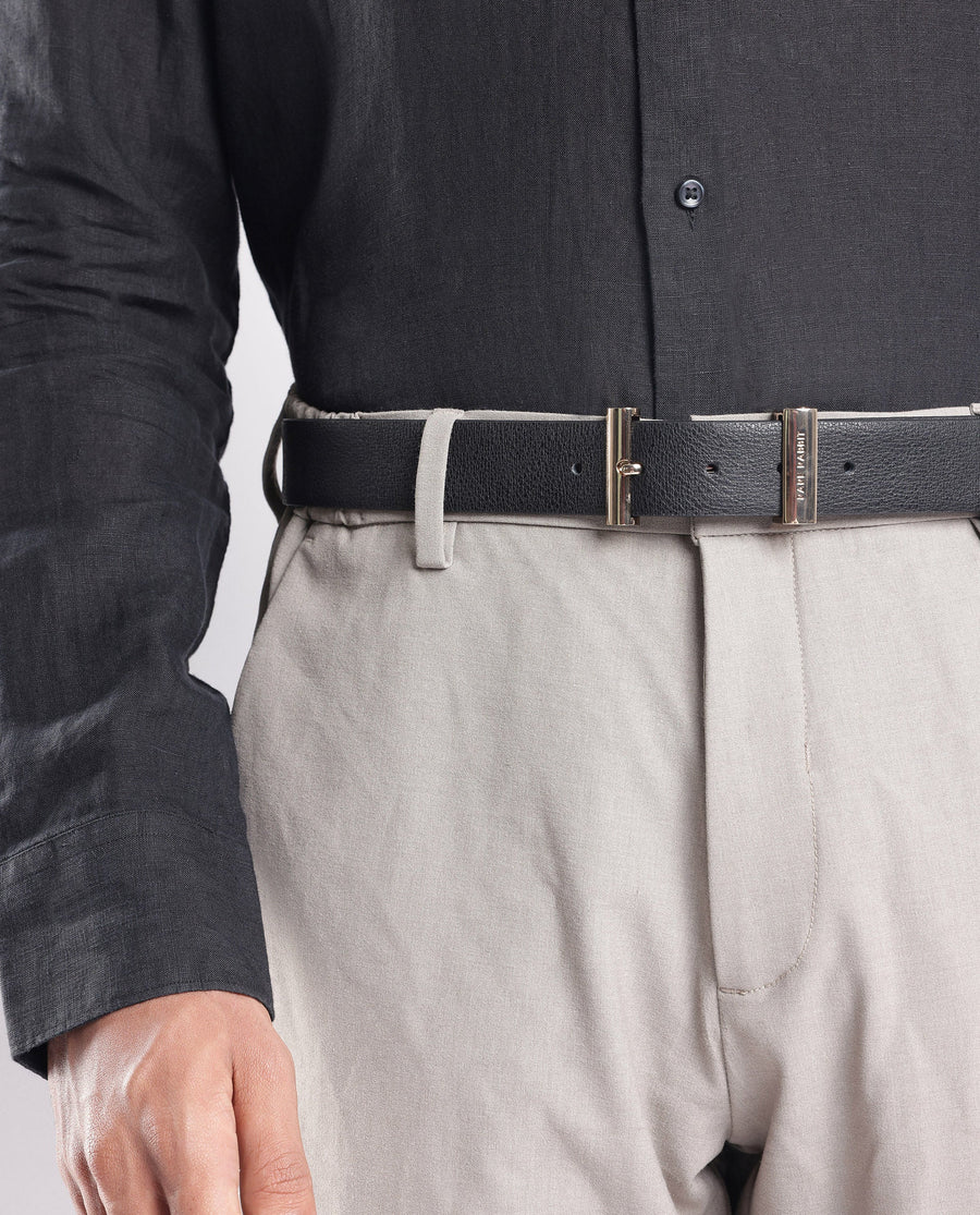 Rare Rabbit Men's Fred Black Belt Leather