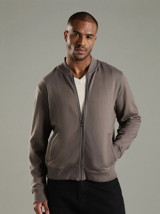 Tommy Hilfiger Men Stand Collar Solid Bomber Jacket