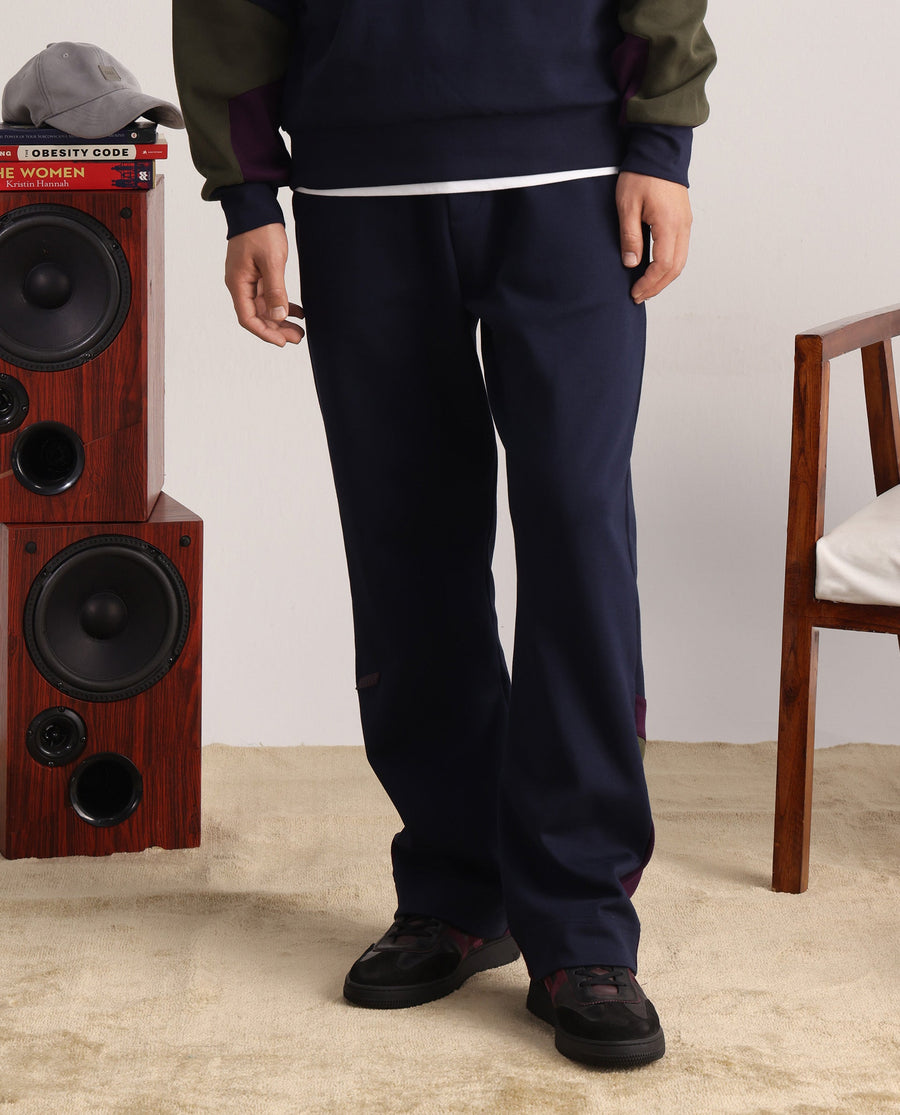 Rare Rabbit Men's Armon-1 Navy Plain Regular Fit Track Pant