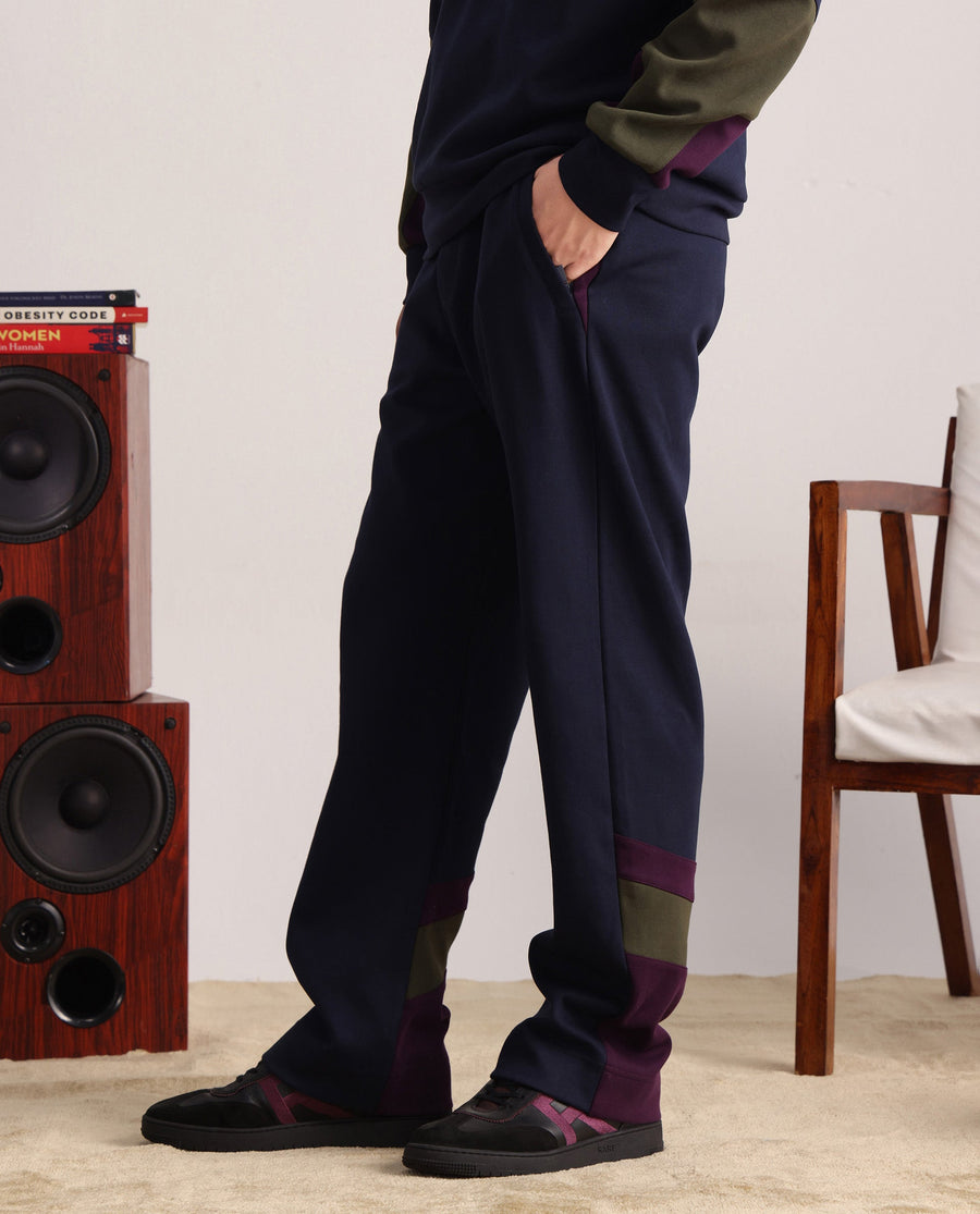 Rare Rabbit Men's Armon-1 Navy Plain Regular Fit Track Pant