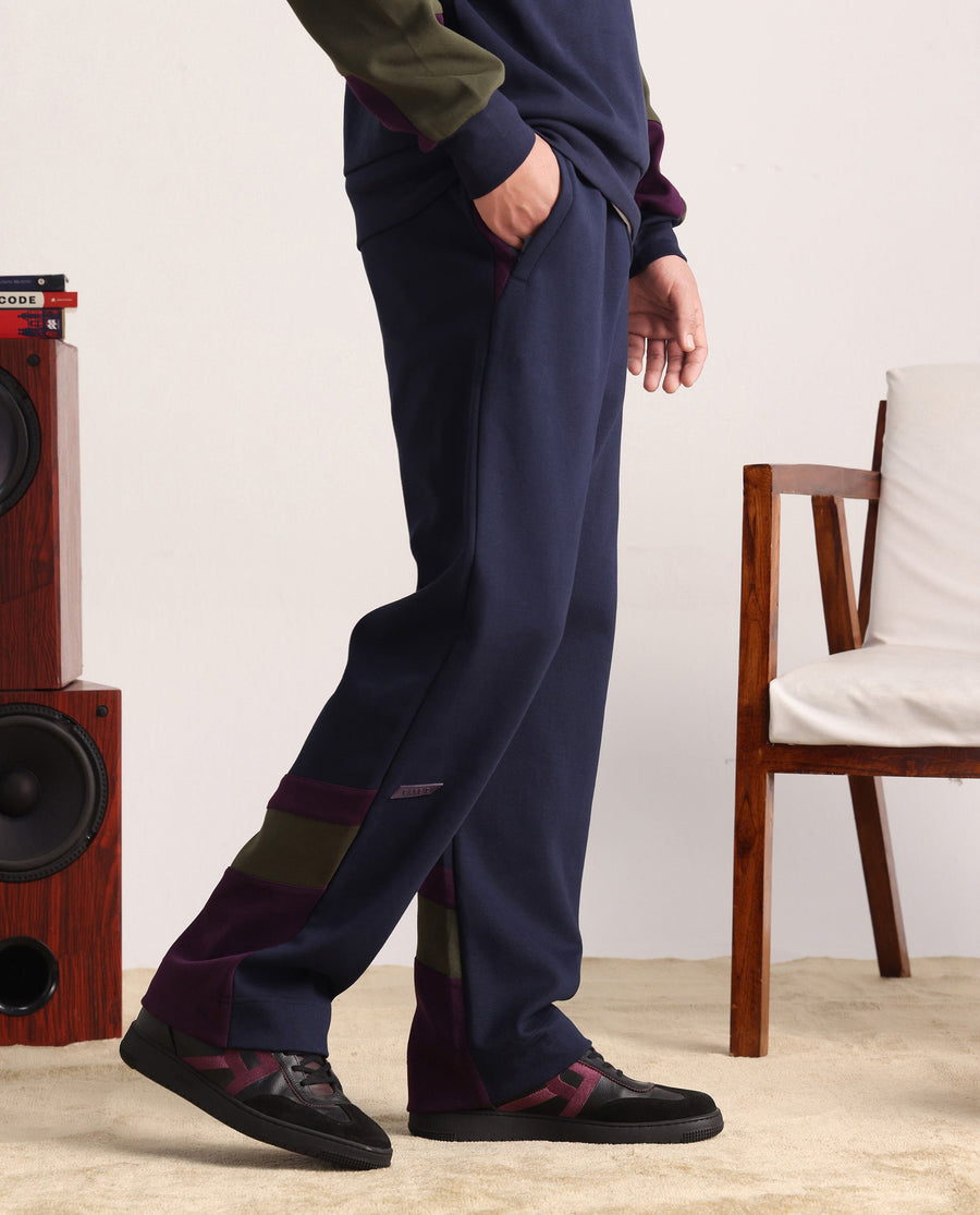 Rare Rabbit Men's Armon-1 Navy Plain Regular Fit Track Pant