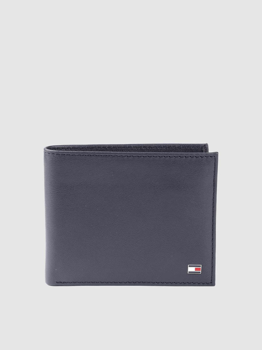 Tommy Hilfiger Men Navy Blue Leather Solid Two Fold Wallet with Detachable Flap