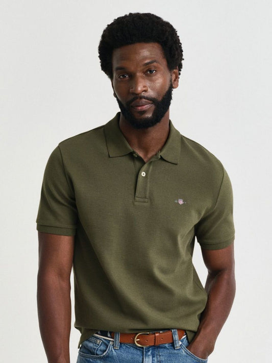GANT Men Solid Polo Collar Cotton T-shirt