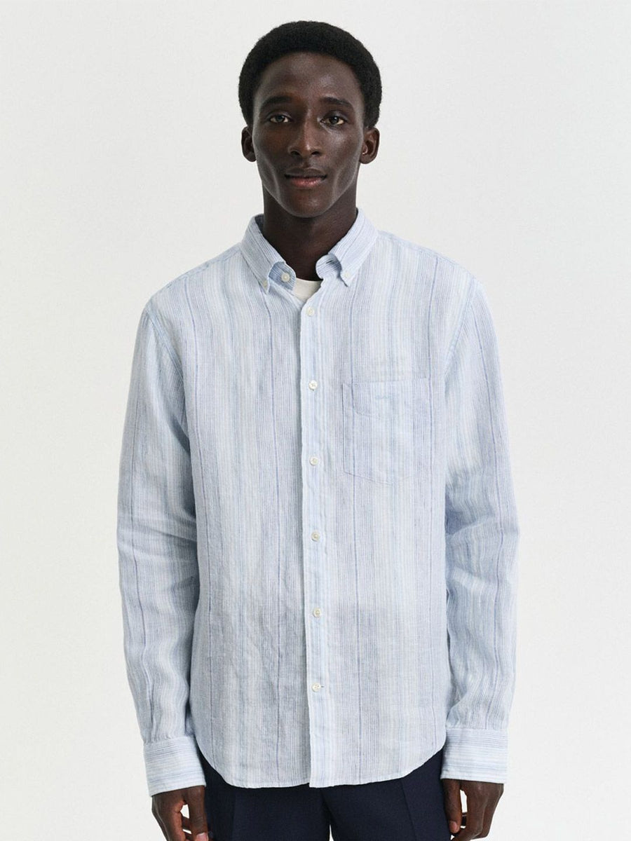 GANT Men Button-Down Vertical Striped Linen Casual Relaxed Fit Shirt