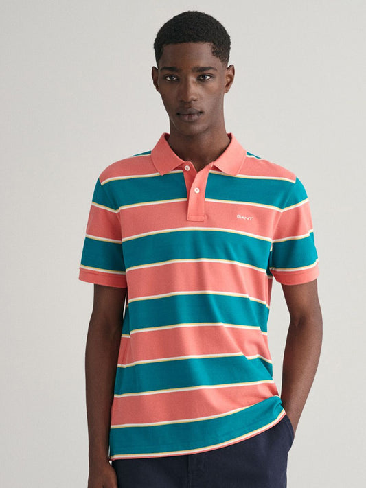 GANT Striped Polo Neck Regular Fit T-Shirt