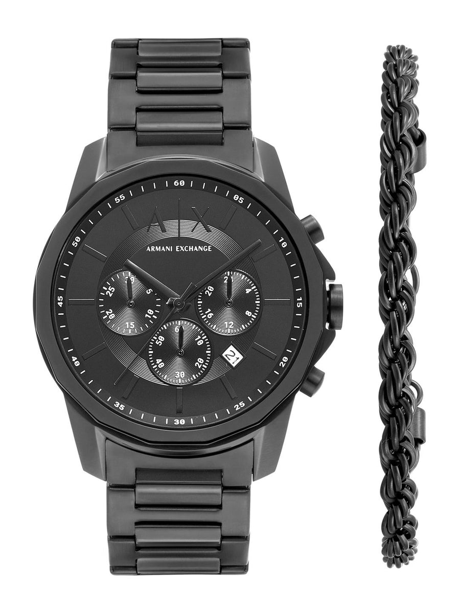 Armani Exchange Men Chronograph Analogue Watch with Bracelet Gift Set
