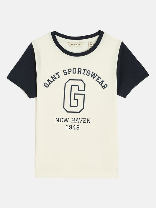 GANT Boys Typography Printed Round Neck Cotton T-shirt