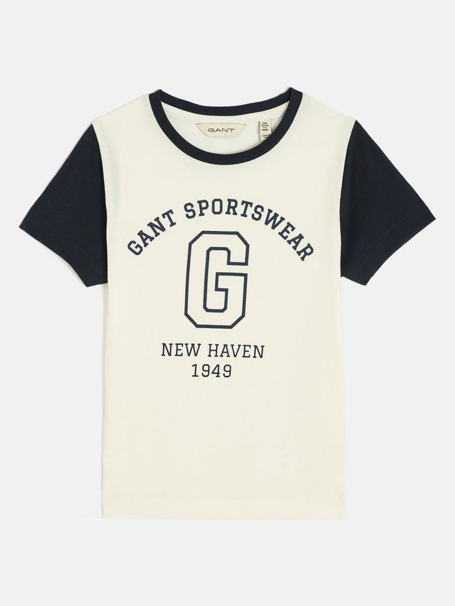 GANT Boys Typography Printed Round Neck Cotton T-shirt