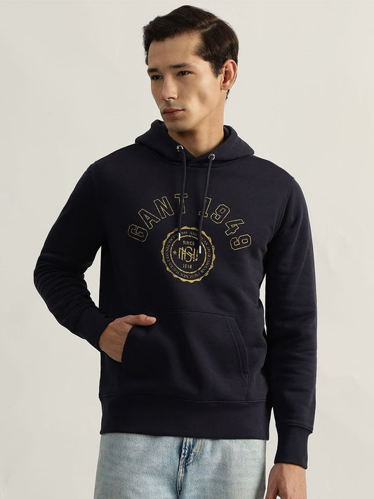 GANT Men Cotton Typography Printed Hooded Sweatshirt