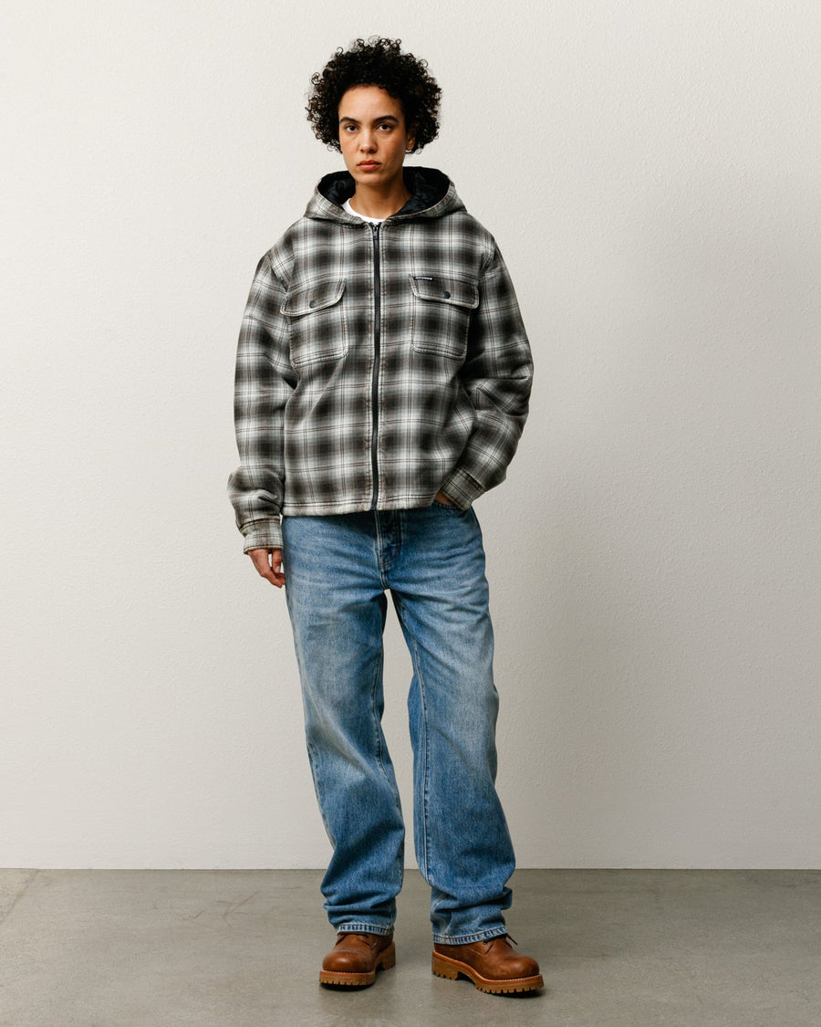 ZIP HOODED PLAID SHIRT