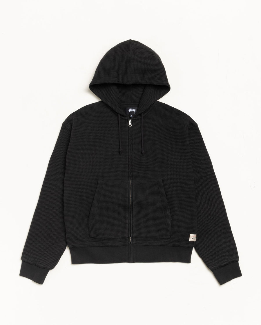 DOUBLE LAYER WAFFLE ZIP HOODIE