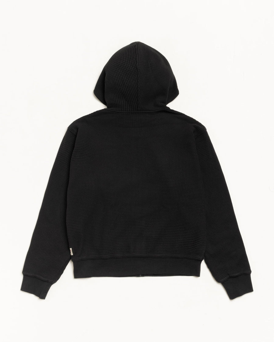 DOUBLE LAYER WAFFLE ZIP HOODIE