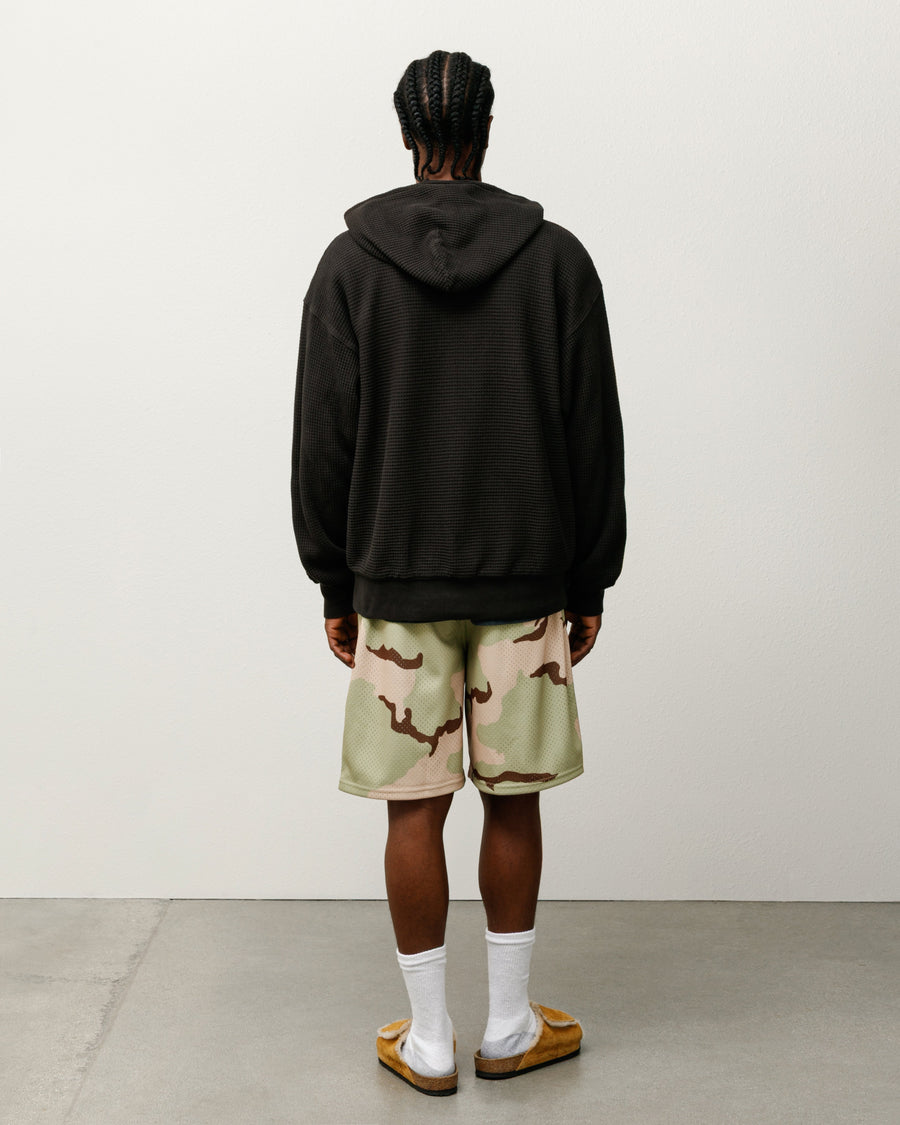 DOUBLE LAYER WAFFLE ZIP HOODIE
