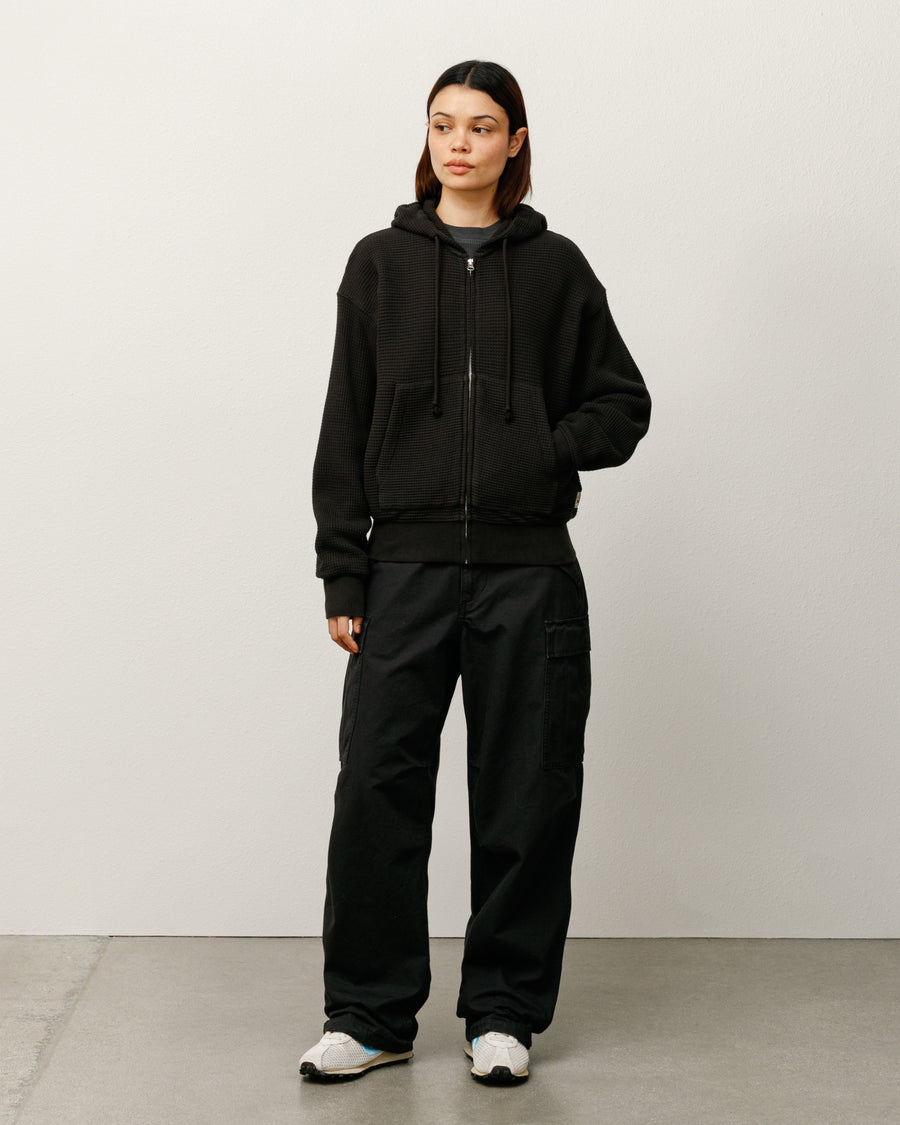 DOUBLE LAYER WAFFLE ZIP HOODIE
