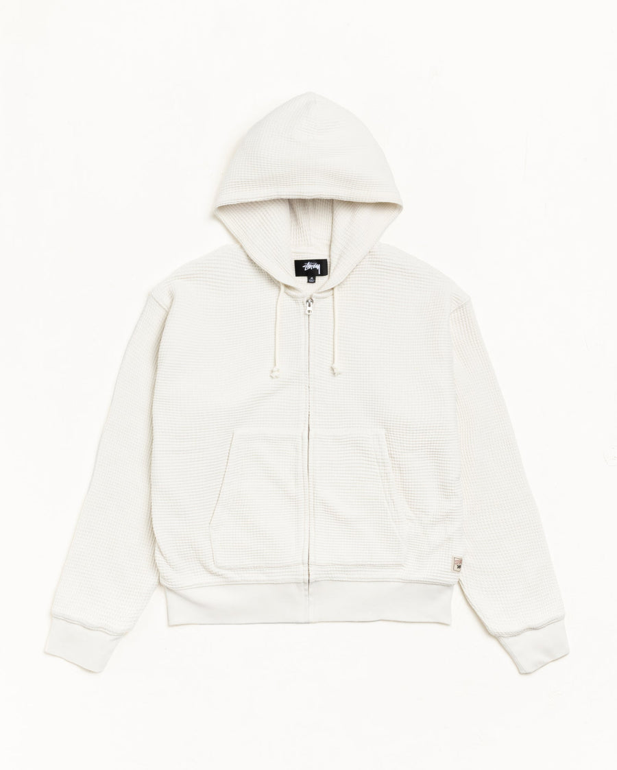 DOUBLE LAYER WAFFLE ZIP HOODIE