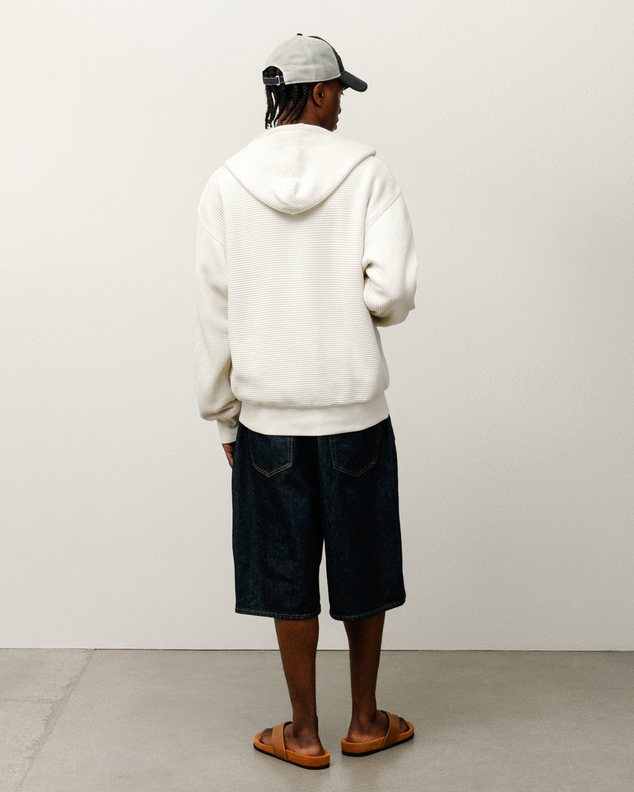 DOUBLE LAYER WAFFLE ZIP HOODIE
