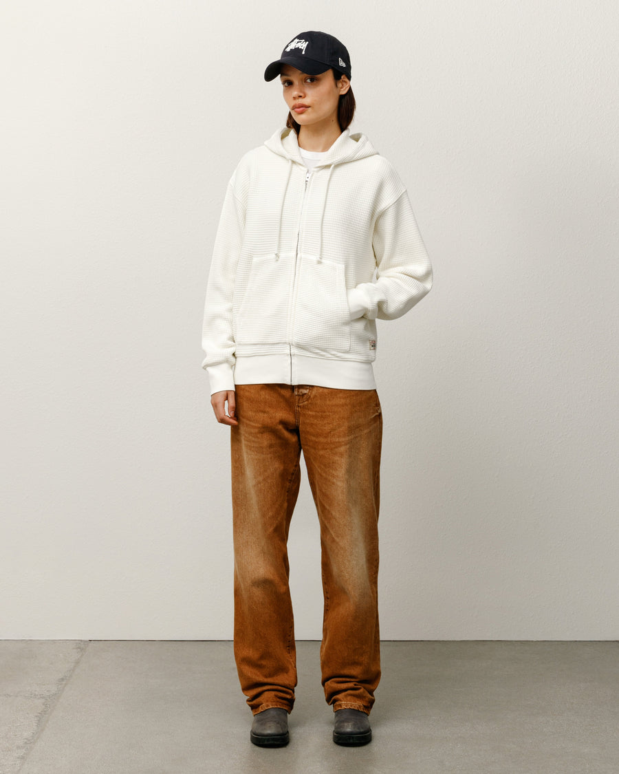 DOUBLE LAYER WAFFLE ZIP HOODIE