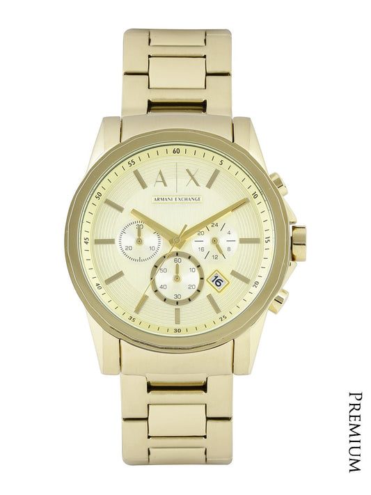 Armani Exchange Men Gold-Toned Dial Chronograph Watch AX2099