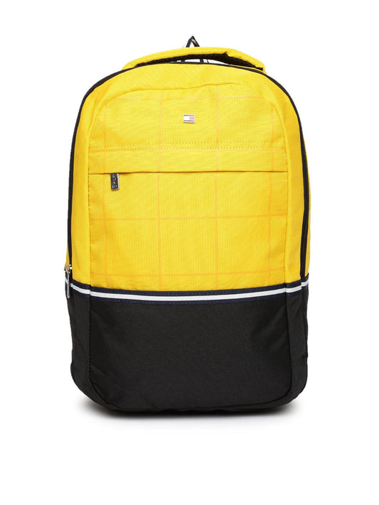 Tommy Hilfiger Unisex Yellow & Black Colourblocked Backpack