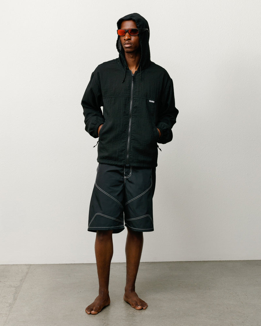 LAYERED MESH HOODED JACKET