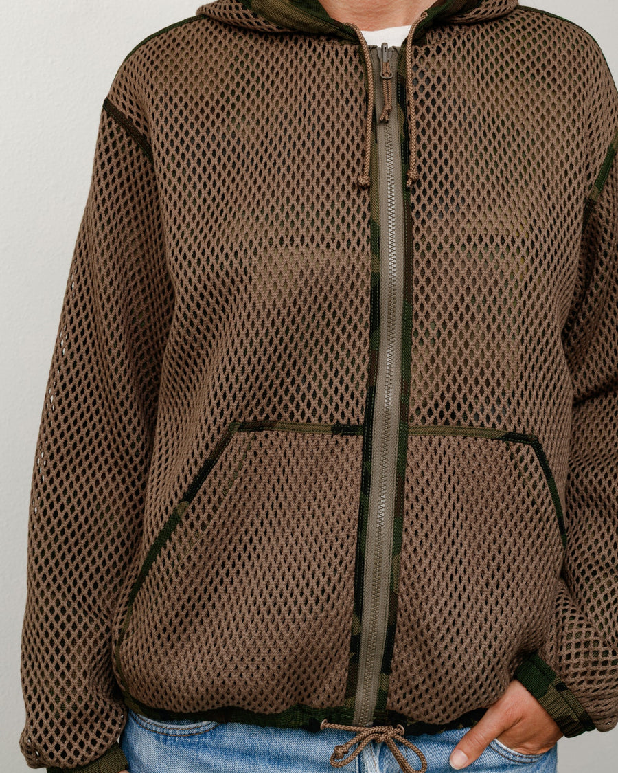 LAYERED MESH HOODED JACKET