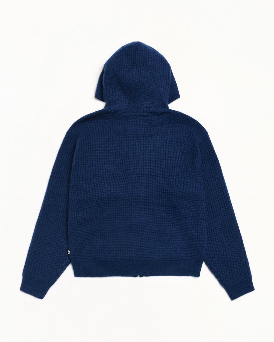 WAFFLE CASHMERE ZIP HOOD SWEATER