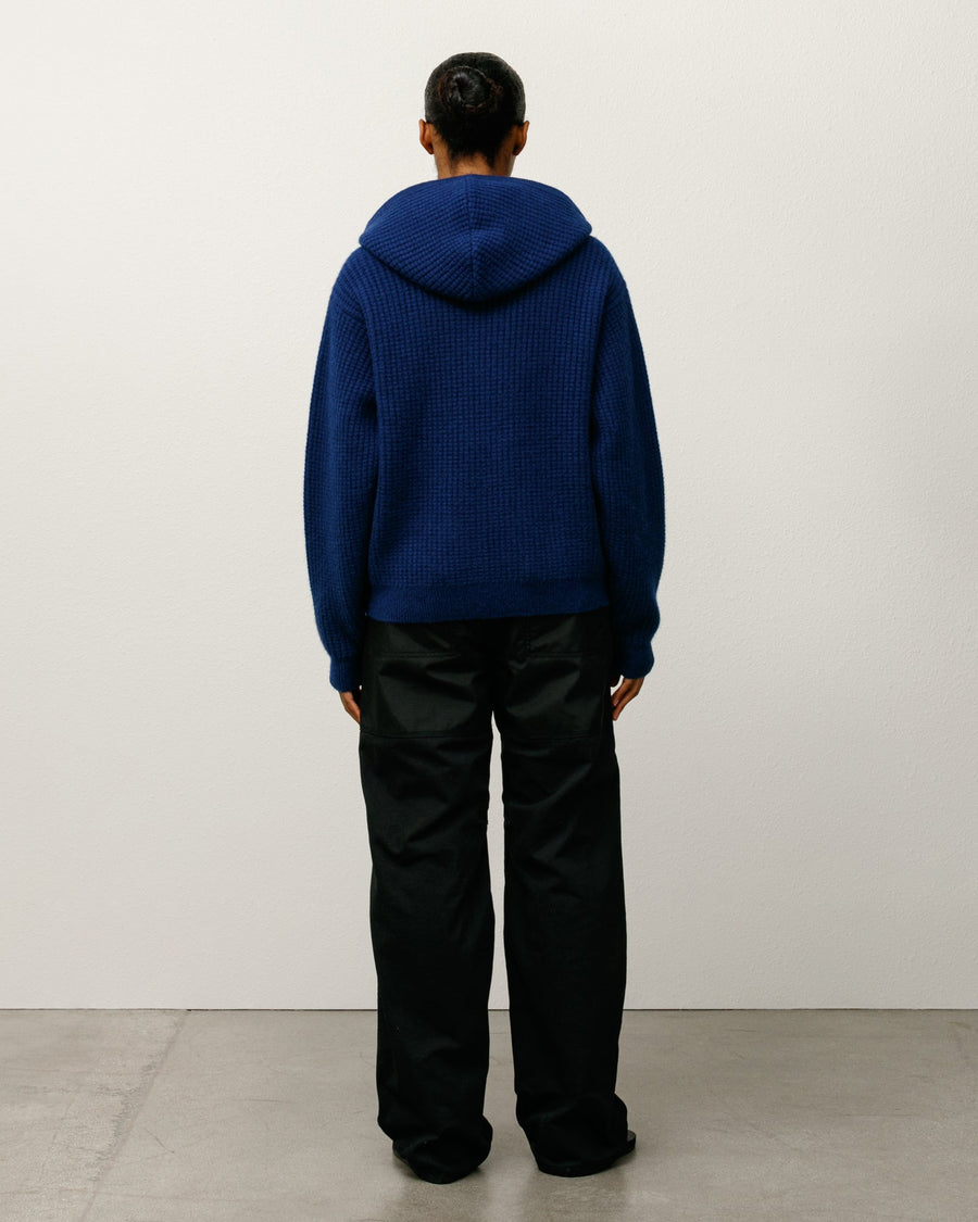 WAFFLE CASHMERE ZIP HOOD SWEATER