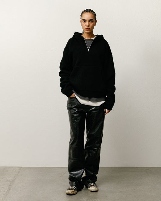 QUARTER ZIP KNIT HOODIE