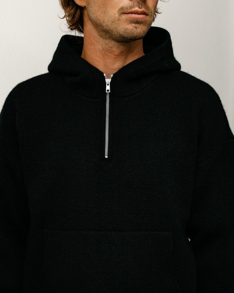 QUARTER ZIP KNIT HOODIE