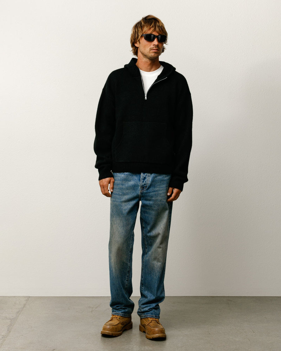 QUARTER ZIP KNIT HOODIE