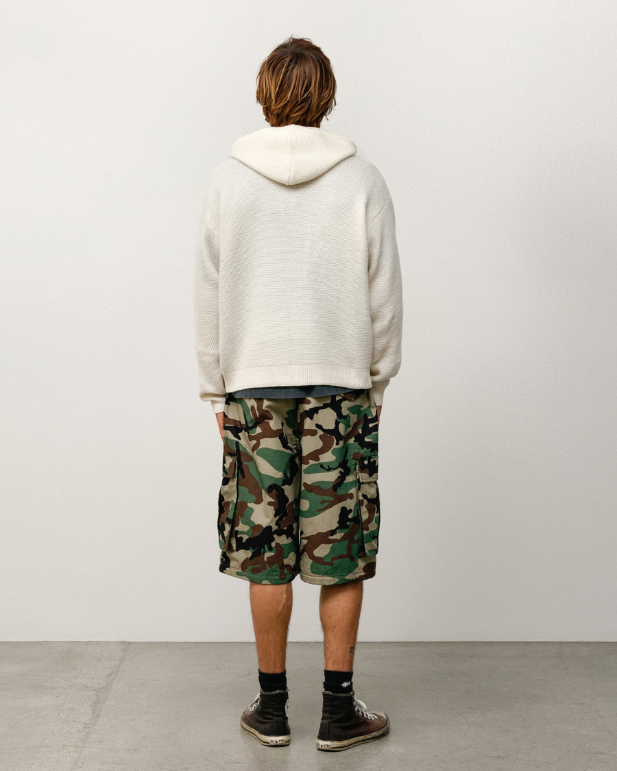 TEXTURED ZIP HOODED SWEATER