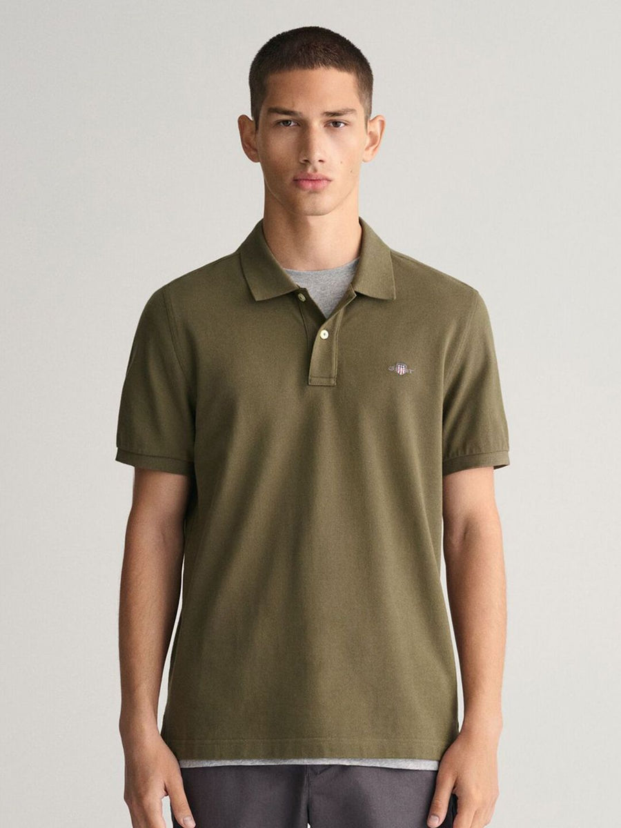 GANT Men Solid Polo Collar Pique Cotton T-shirt