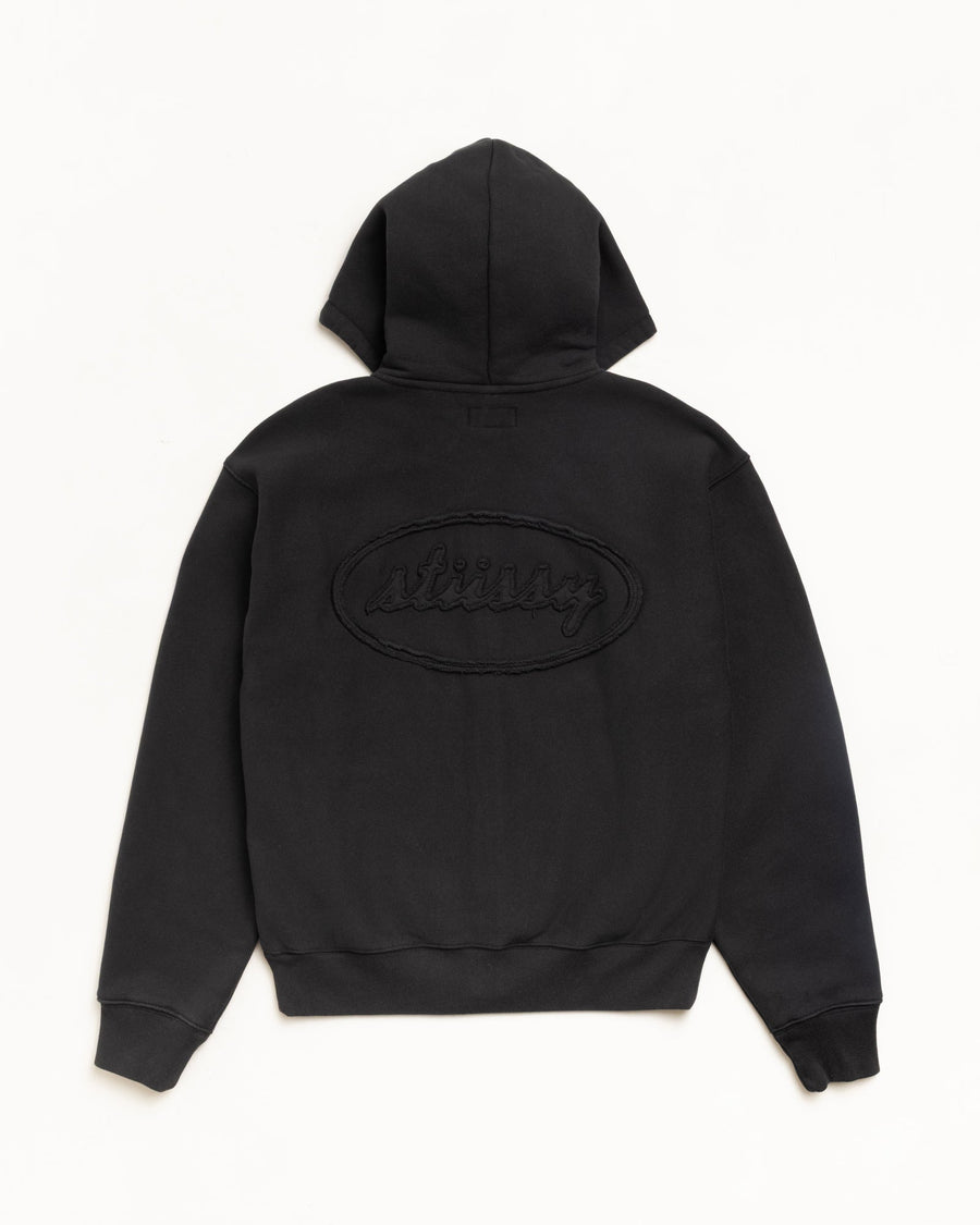 CURSIVE APPLIQUE ZIP HOODIE