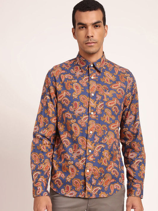 GANT Men Blue Classic Floral Printed Casual Shirt