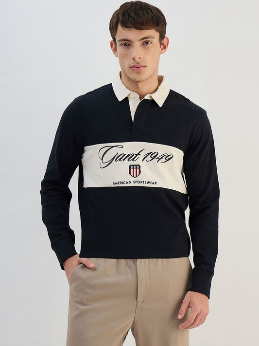 GANT Men Brand Logo Colourblocked Polo Collar T-shirt