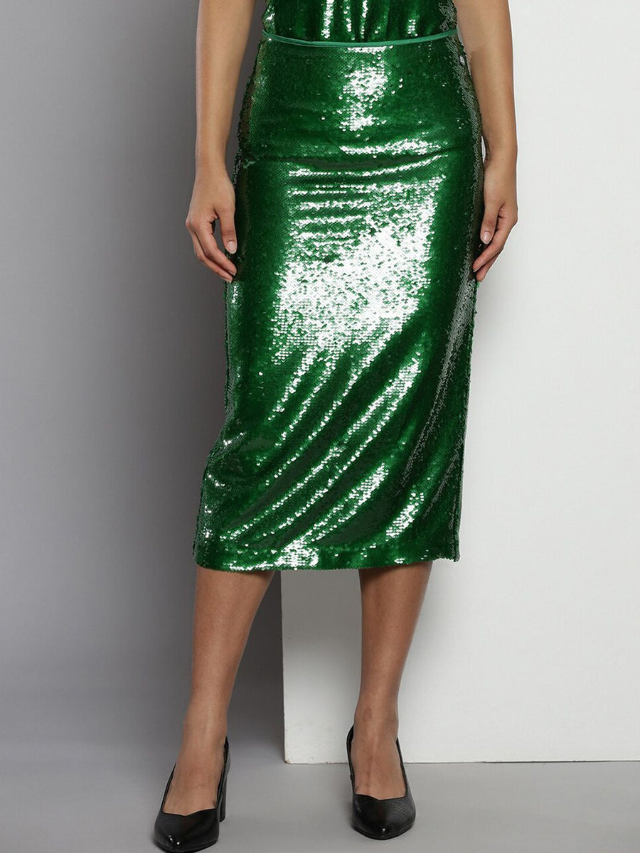 Tommy Hilfiger Embellished Sequinned Pencil Midi Skirts